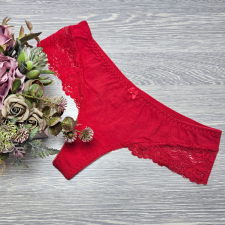 Lemila Női féltanga pamut csipke díszítéssel extra méret 2XL, Piros női alsó