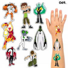 LEMOSHATÓ TETOVÁLÁS GYEREKEKNEK IDEIGLENES BEN TEN BEN10 - 8 EL. / 150 MODELL csillámtetoválás