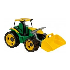 LENA Óriás traktor kotróval, Zöld/Sárga autópálya és játékautó