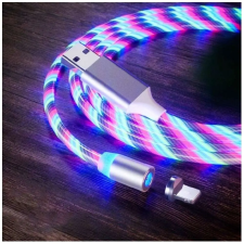  Lenyűgözően villogó mágneses USB töltőkábel cserélhető fejekkel – RGB (THM) (BBL) mobiltelefon kellék