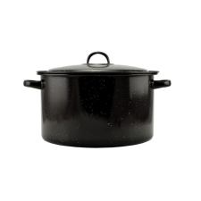 LEO-10355 Zománcozott Lábas fedővel 30 cm 10,5 liter fekete edény