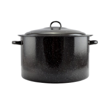 LEO-10434 Zománcozott Lábas fedővel 36 cm 20 liter fekete edény