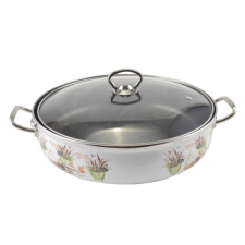 LEO-10507 Levendula Zománcozott szeletsütő lábas 26 cm+üvegfedő edény
