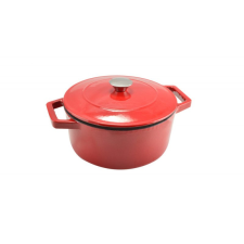 LEO-10590 Zománcozott öntöttvas lábas 28 cm 7 literes piros edény