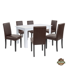  Leon 6+1 étkező garnitúra fehér-barna bútor