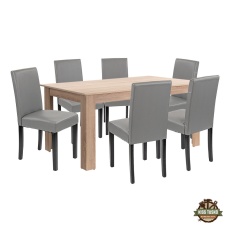  Leon 6+1 étkező garnitúra sonoma tölgy-szürke bútor
