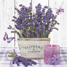  Levendula Wooden Pot szalvéta 20 db-os 33x33 cm party kellék