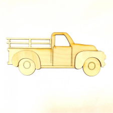 Lézervágott autó - pickup rátétekkel. Mérete: 250x111x3+3 mm dekorációs kellék