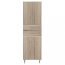 Leziter Bianca Plus 60 magas szekrény 4 ajtóval, 2 fiókkal, sonoma tölgy színben fürdőszoba bútor