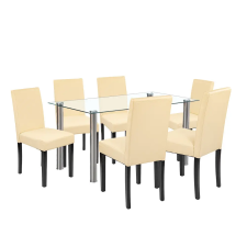 Leziter Cadiz 6+1 étkező garnitúra fehér-bézs bútor