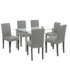 Leziter Cadiz 6+1 étkező garnitúra fehér-szürke bútor