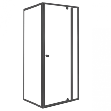 Leziter Flexi sarokba szerelhető aszimmetrikus zuhanykabin 80x90 cm zuhanytálca nélkül fekete kád, zuhanykabin