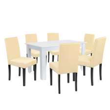 Leziter Leon 6+1 étkező garnitúra fehér-bézs bútor
