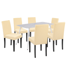 Leziter Megan 6+1 étkező garnitúra fehér-bézs bútor