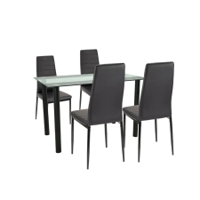 Leziter Mezza 4+1 étkező garnitúra fekete-fekete kerti bútor