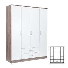Leziter Miami gardróbszekrény 160x205 cm fehér-yorki tölgy bútor