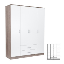 Leziter Miami gardróbszekrény 160x205 cm fehér-yorki tölgy bútor
