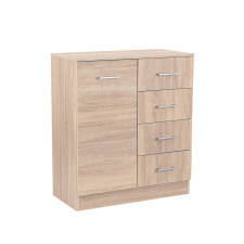 Leziter Miami komód 1 ajtós 4 fiókos 80x92 cm sonoma tölgy-sonoma tölgy bútor