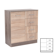 Leziter Miami komód 1ajtós 4 fiókos 80x92 cm sonoma tölgy-yorki tölgy bútor