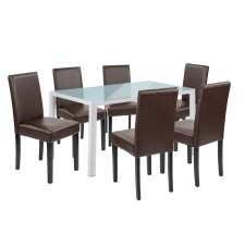 Leziter Mira 6+1 étkező garnitúra fehér-barna bútor