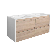 Leziter Porto 120 alsó szekrény mosdóval fehér-sonoma tölgy fürdőszoba bútor