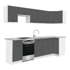 Leziter Praktik 270 sarok konyhabútor fehér korpusz, antracit front bútor