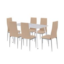 Leziter Renton 6+1 étkező garnitúra bézs-szürke bútor