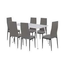 Leziter Renton 6+1 étkező garnitúra szürke-fekete bútor