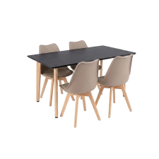 Leziter Silla 120 4+1 étkező garnitúra fekete-bézs bútor