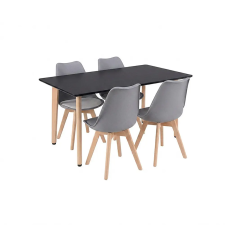 Leziter Silla 120 4+1 étkező garnitúra fekete-szürke bútor