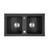 Leziter Tia szögletes két medencés gránit mosogató szifonnal fekete