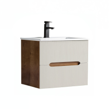 Leziter Trent 60 alsó fürdőszobabútor kerámia mosdóval (2 fiókos) sunset tölgy-fehér fürdőszoba bútor