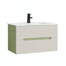 Leziter Trent 80 alsó fürdőszobabútor kerámia mosdóval (2 fiókos) világoszöld-fehér fürdőszoba bútor