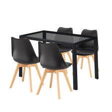 Leziter Treva 4+1 étkező garnitúra fekete-fekete bútor