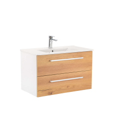 Leziter Vario Clam 80 alsó szekrény mosdóval fehér-tölgy fürdőszoba bútor