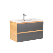 Leziter Vario Forte 80 alsó szekrény mosdóval tölgy-antracit fürdőszoba bútor