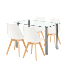 Leziter Velon 4+1 Étkezőgarnitúra - Fehér Üvegasztal Szettel bútor