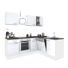 Leziter Yorki 220 sarok konyhabútor fehér korpusz,selyemfényű fehér fronttal alsó sütős elemmel
