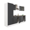 Leziter Yorki 270 konyhabútor fehér korpusz,selyemfényű antracit fronttal polcos szekrénnyel