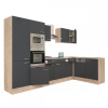 Leziter Yorki 340 sarok konyhablokk sonoma tölgy korpusz,selyemfényű antracit fronttal polcos szekrénnyel