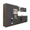 Leziter Yorki 360 konyhablokk yorki tölgy korpusz,selyemfényű antracit fronttal polcos szekrénnyel