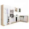 Leziter Yorki 370 sarok konyhablokk sonoma tölgy korpusz,selyemfényű fehér fronttal