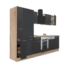 Leziter Yorki Konyhabútor - Sonoma Tölgy/Antracit - 310 cm bútor