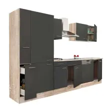 Leziter Yorki Konyhabútor - Sonoma Tölgy/Antracit - 310 cm bútor