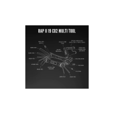 Lezyne Rap II marokszerszám, láncbontó, CO2 patron adapterrel, 19 funkciós, 158g, fekete kerékpár és kerékpáros felszerelés