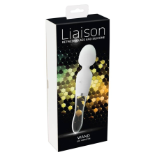 Liaison Wand - akkus, szilikon-üveg LED-es vibrátor (áttetsző-fehér) vibrátorok