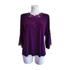  Lila elegáns áttört mintás női blúz (méret: M) blúz