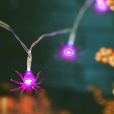  Lila, elemes LED Fényfüzér 10db izzóval 1,35m - Pók karácsonyfa izzósor