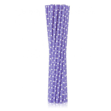 Lila Purple Dots papír szívószál 12 db-os party kellék