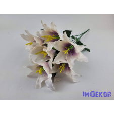  Liliom 7 fejes selyemvirág csokor 49cm - Ekrü-Mályva dekorációs kellék